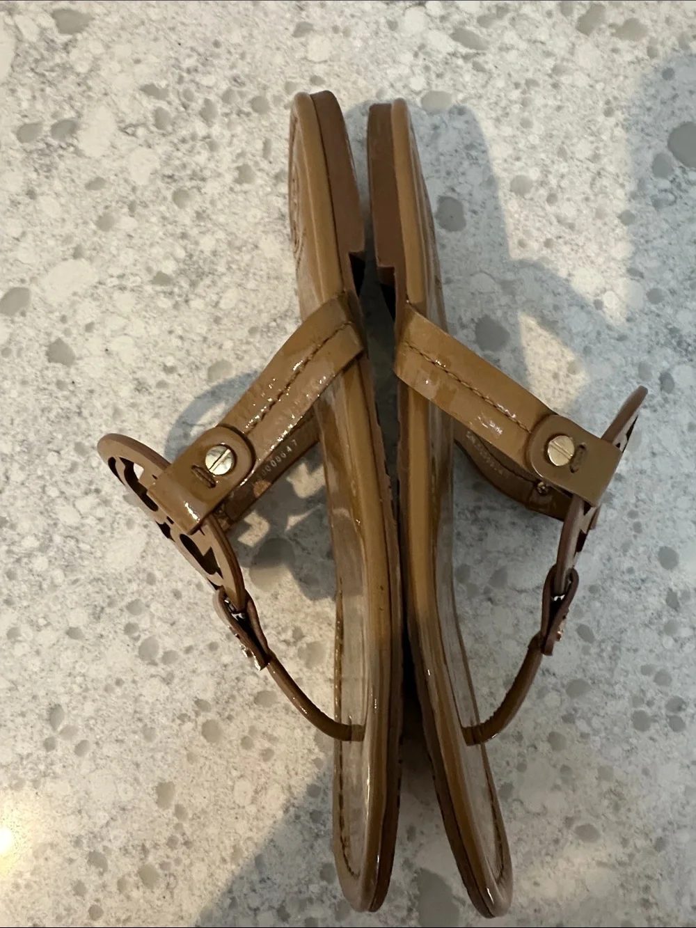 Tory Burch Sand Patent Leather Miller Sandals Size 7 1/2